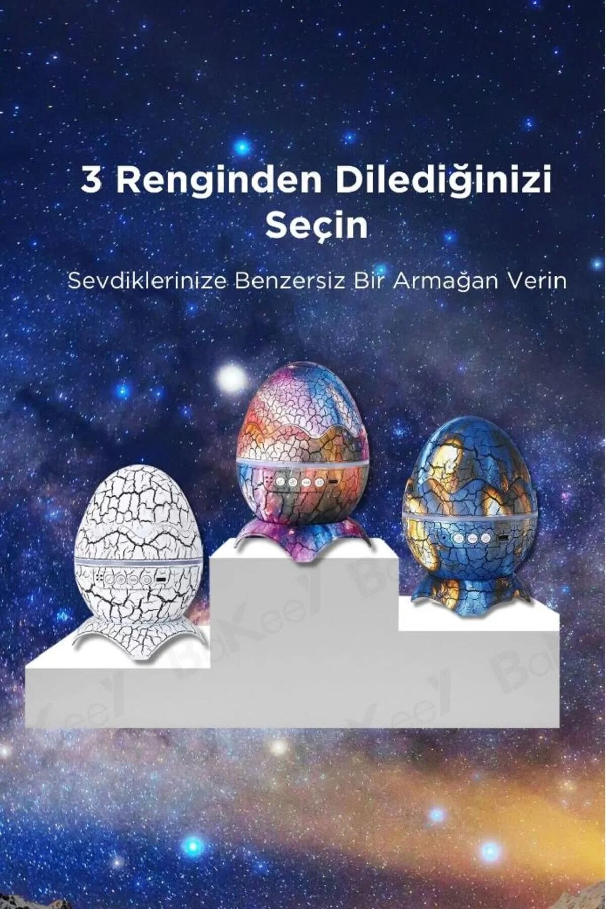 Dinozor Yumurtası Tasarımlı Projektörlü Gece Lambası Bluetooth Özellikli